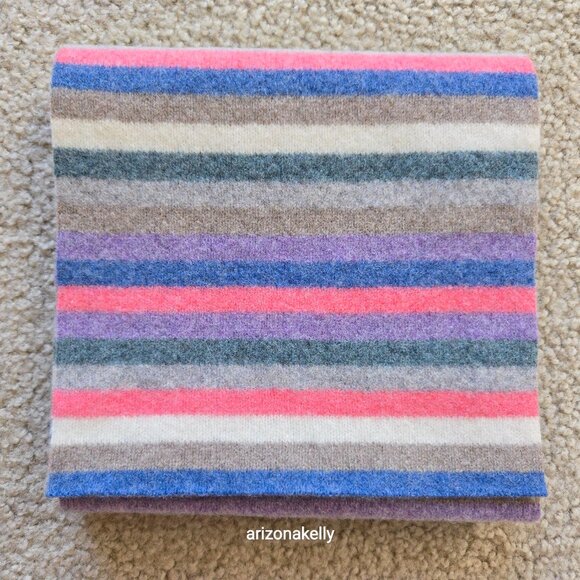 NWT WoolOvers Lambswool Pastel Stripe Scarf - Picture 5 of 8